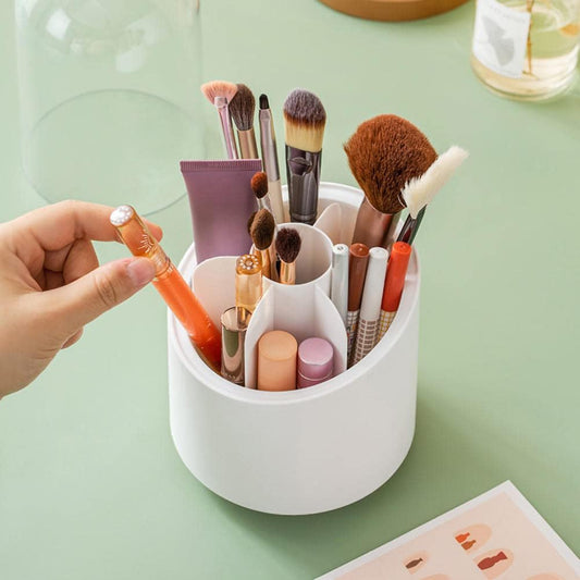 Brush Container Makeup Brush Holder – Dust-Proof, Rotating Plastic Organizer for Cosmetic Brushes