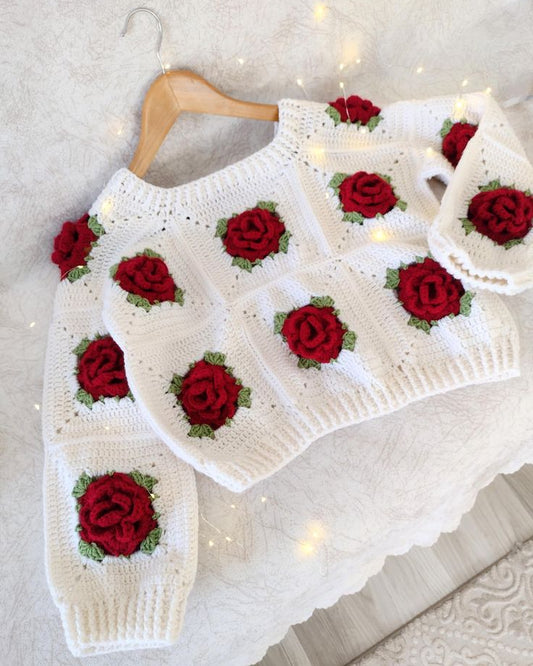 Handmade Floral Crochet Cardigan – Cozy, Cute & Aesthetic Layering Piece