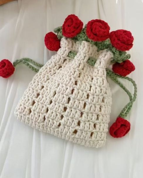 Elegant Crochet Bouquet Purse – Floral Gift Bag